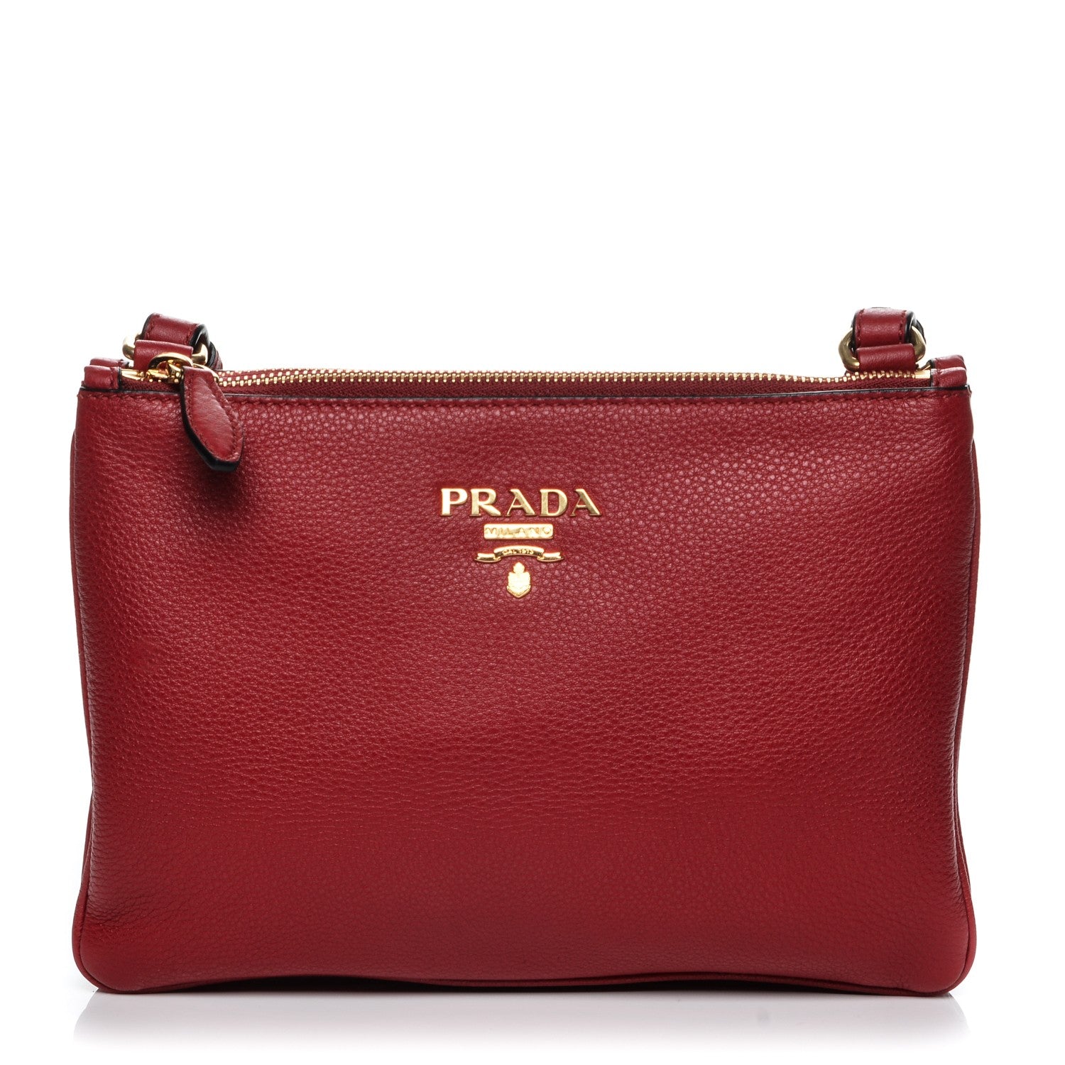 Prada Vitello Phenix Double Zip Crossbody Bag Scarlatto 1 of 7