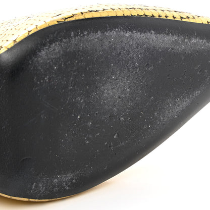 Balenciaga Metallic Calfskin Snakeskin Embossed Essex 110mm Pumps 37 Gold 9 of 13