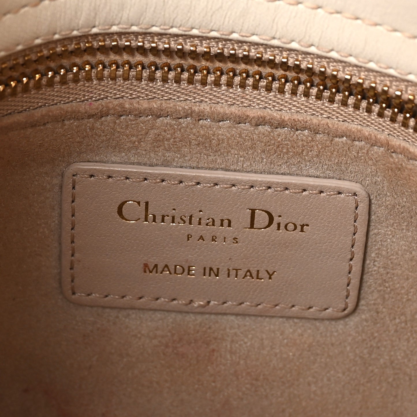 Lambskin Cannage Small Bi-Color Lady Dior Hazelnut White