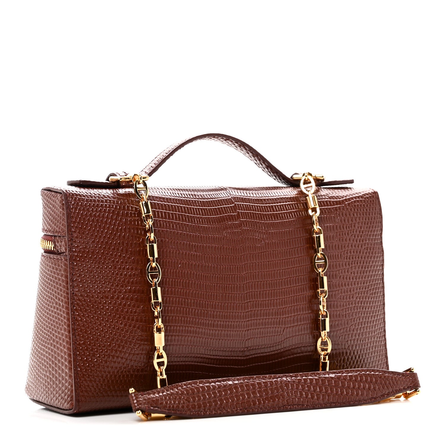 Loro Piana Lizard L19 Extra Pocket Pouch Smoked Caramel 2 of 9