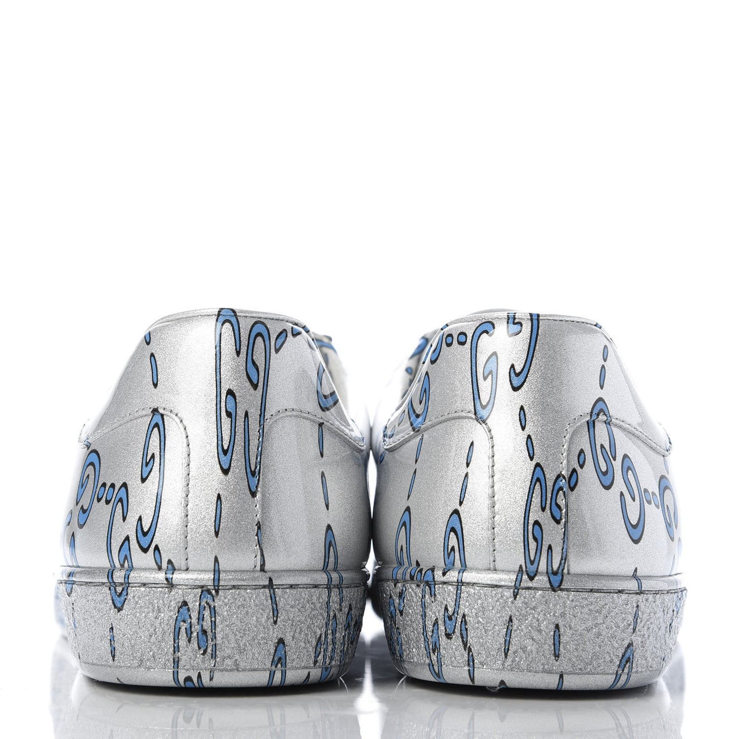 Miro Rubber Wax GucciGhost Print Mens New Ace Sneakers 8 Silver