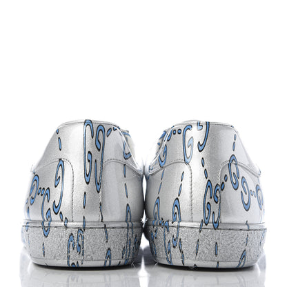 Gucci Miro Rubber Wax GucciGhost Print Mens New Ace Sneakers 8 Silver 6 of 9