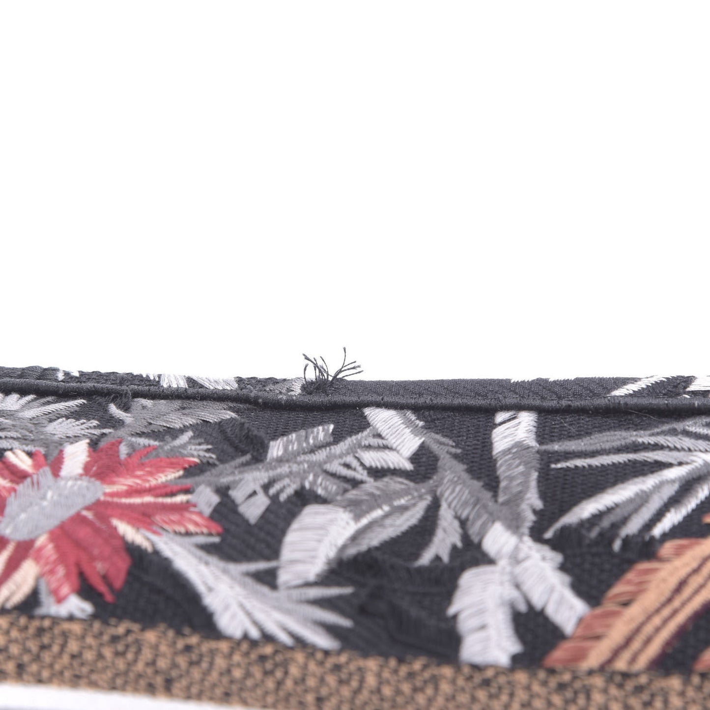 Canvas Embroidered Medium Camouflage Flowers Book Tote Black Multicolor