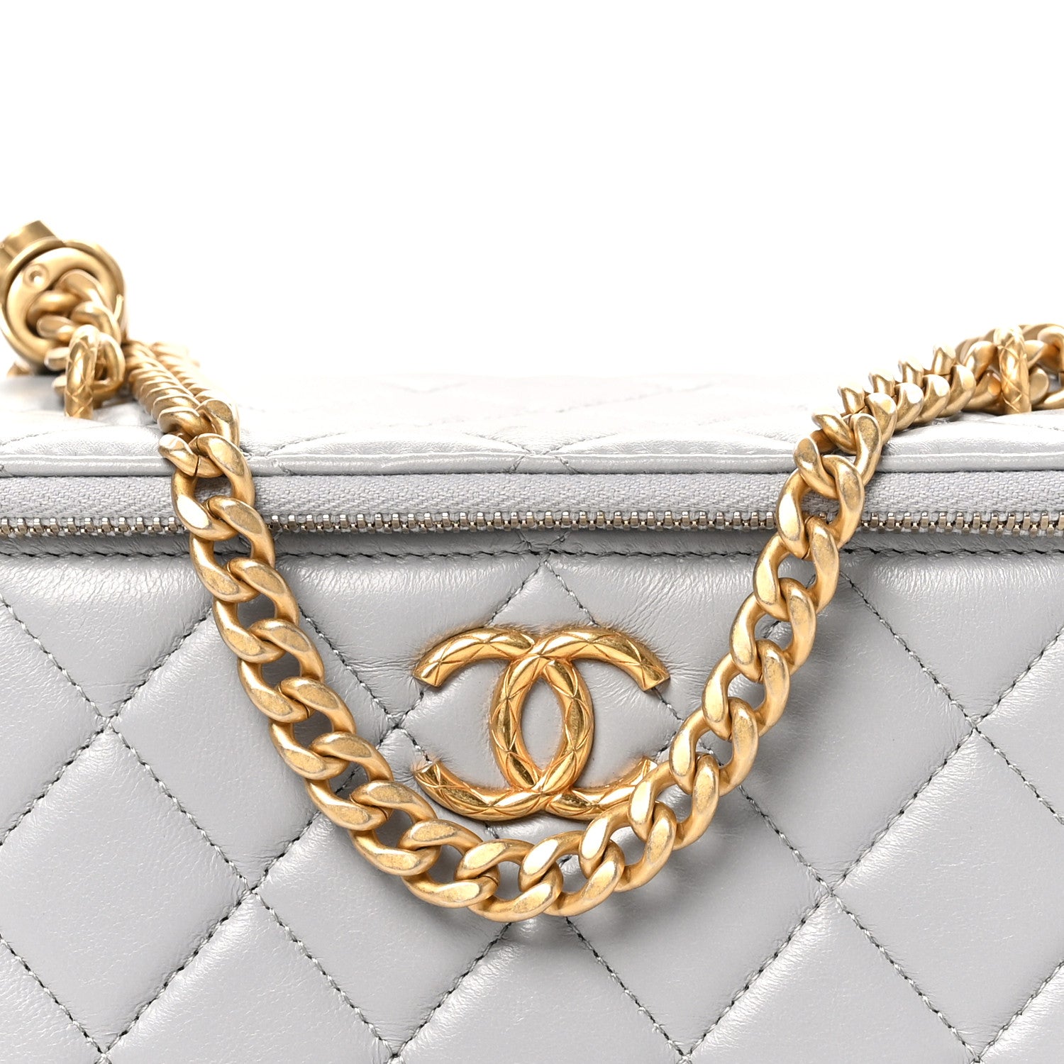 Chanel Lambskin Quilted Small Pillow Crush Vanity Case With Chain  Grey 9 of 11
