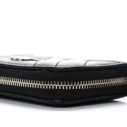 Chanel Calfskin Chevron Quilted Tassel Zip Around Coin Purse Black 10 of 10