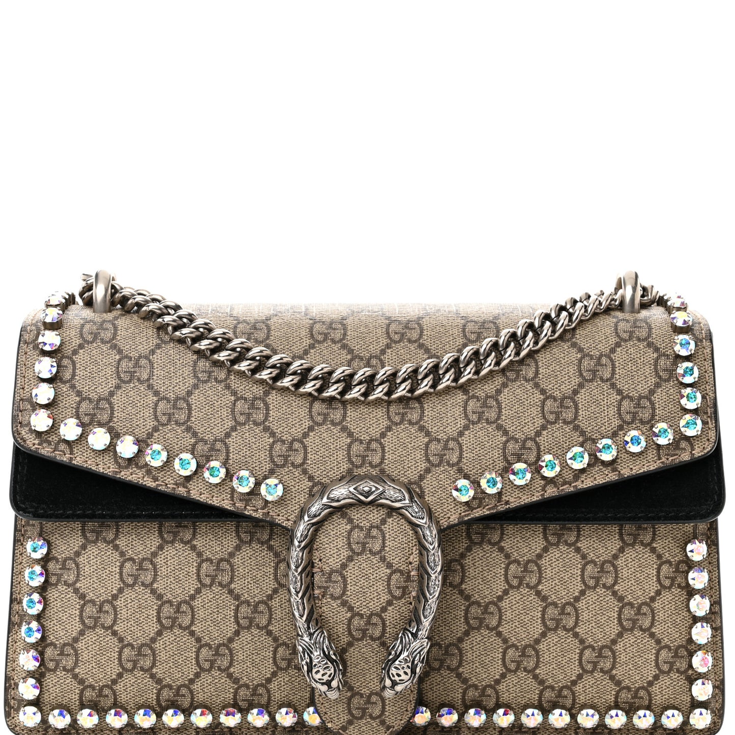 GG Supreme Monogram Crystal Small Dionysus Shoulder Bag Black