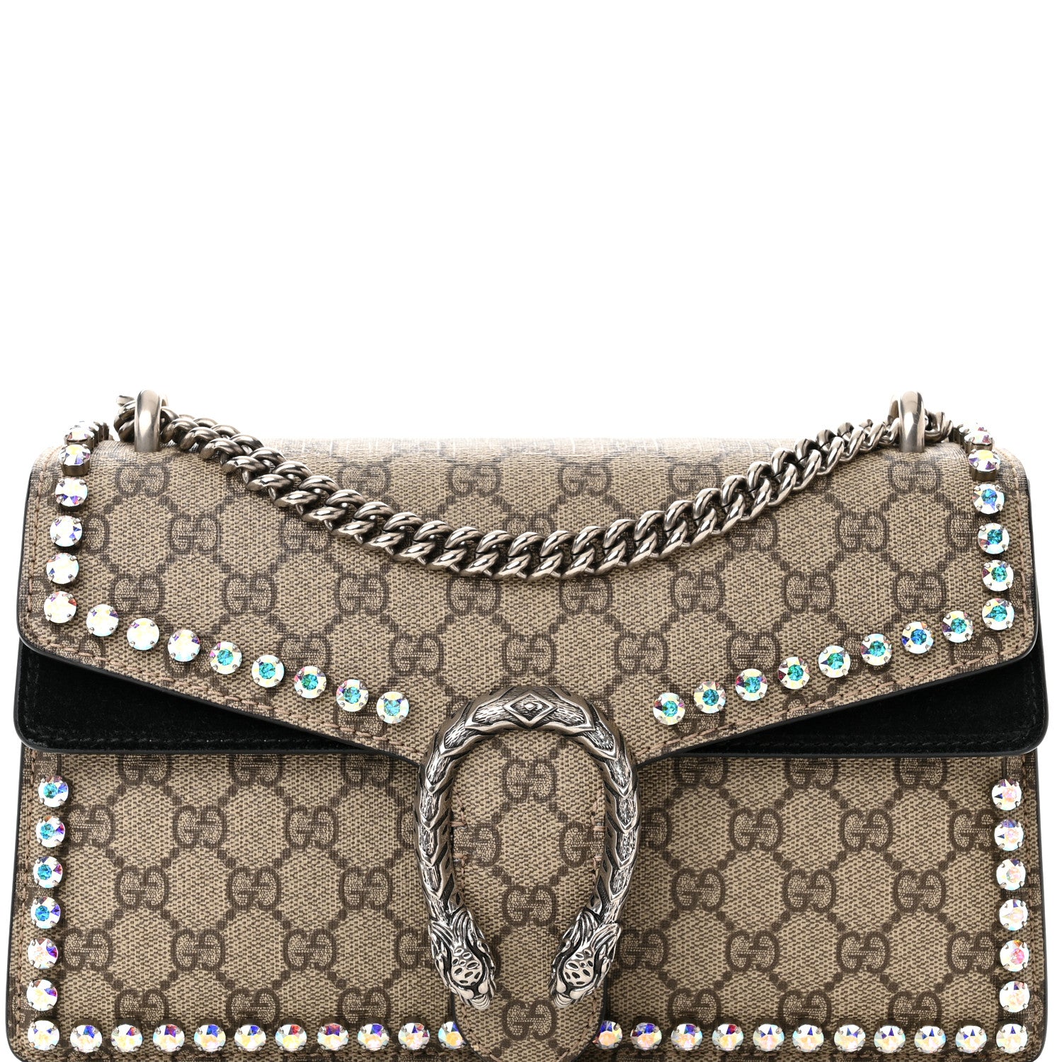 Gucci GG Supreme Monogram Crystal Small Dionysus Shoulder Bag Black 8 of 13