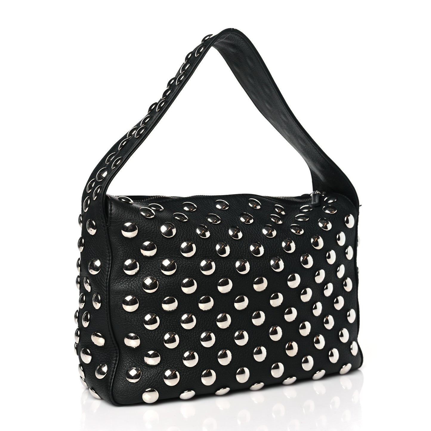Pebbled Sport Calfskin Studded Elena Black