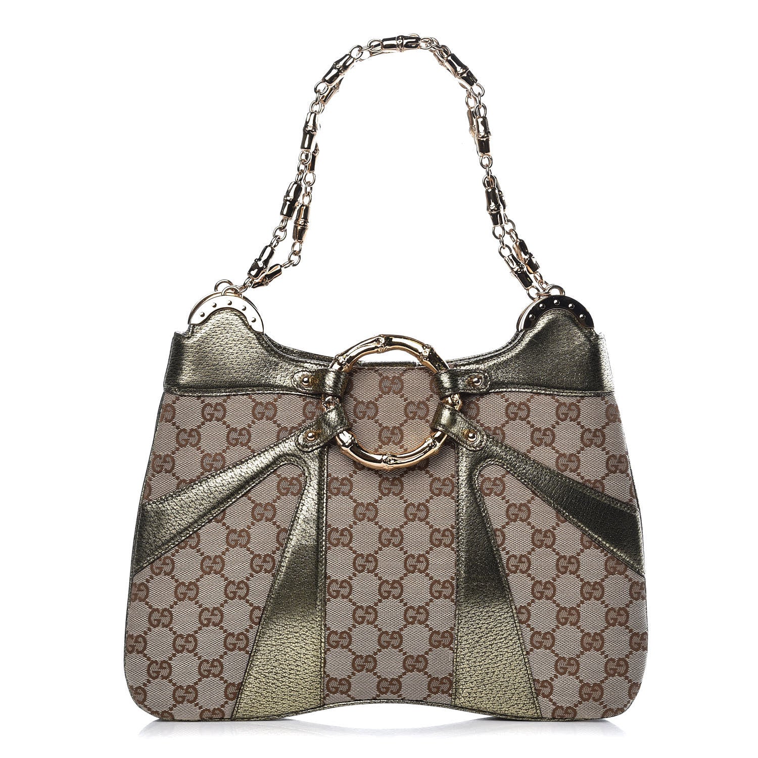 Gucci Monogram Bamboo Chain Tom Ford Shoulder Bag Metallic 1 of 7