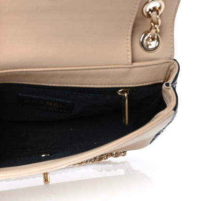 Chanel Sheepskin Quilted Medium Vintage Mademoiselle Flap Beige Black 5 of 12