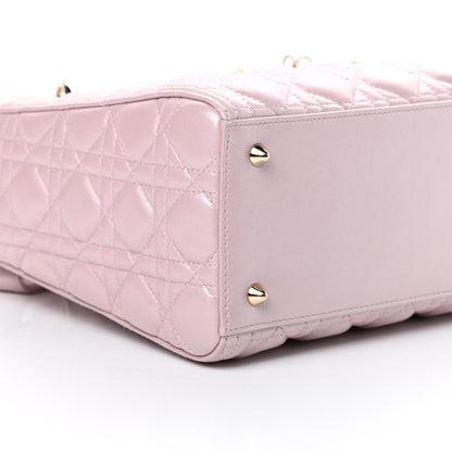 Christian Dior Pearly Lambskin Cannage Medium Lady Dior Lotus 9 of 10