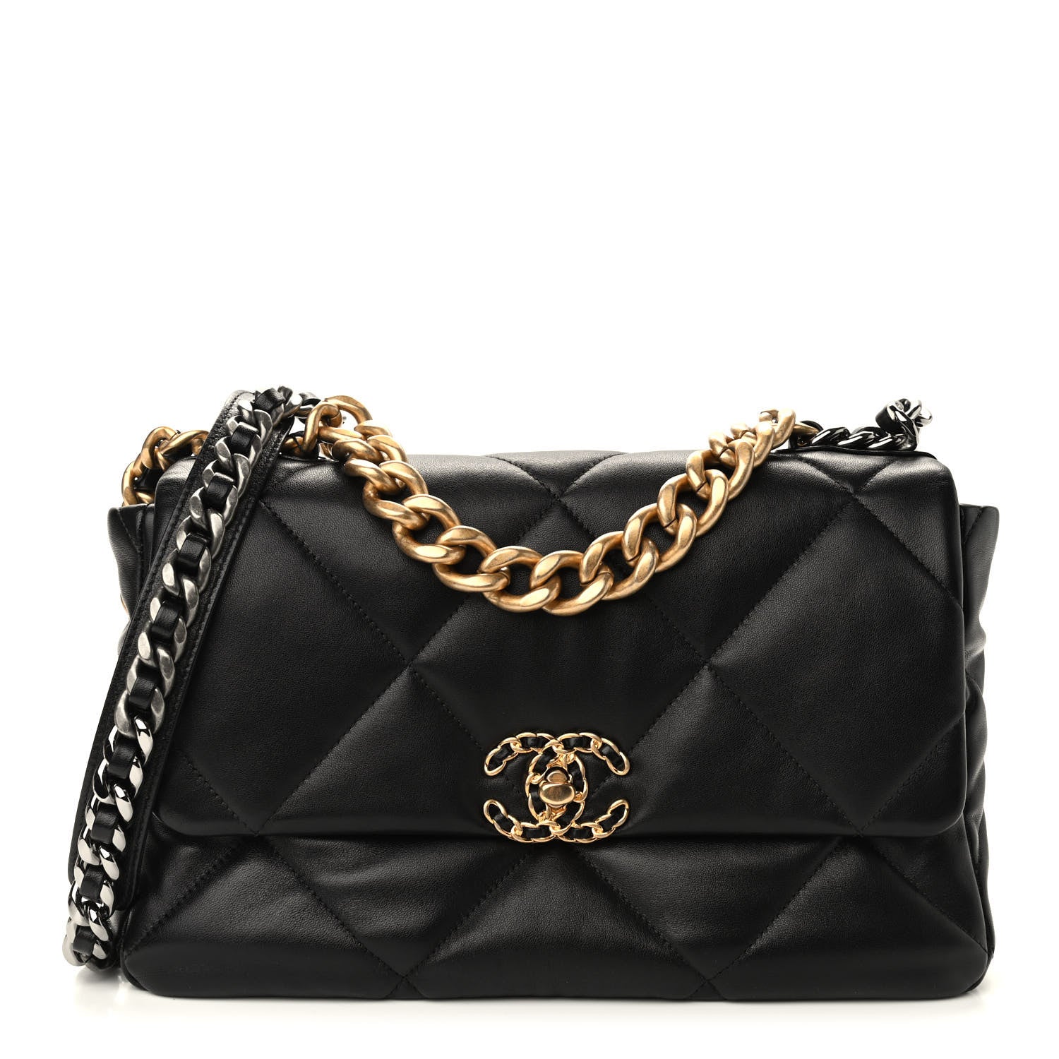 Chanel Lambskin Quilted Large Chanel 19 Flap Black 1 of 9