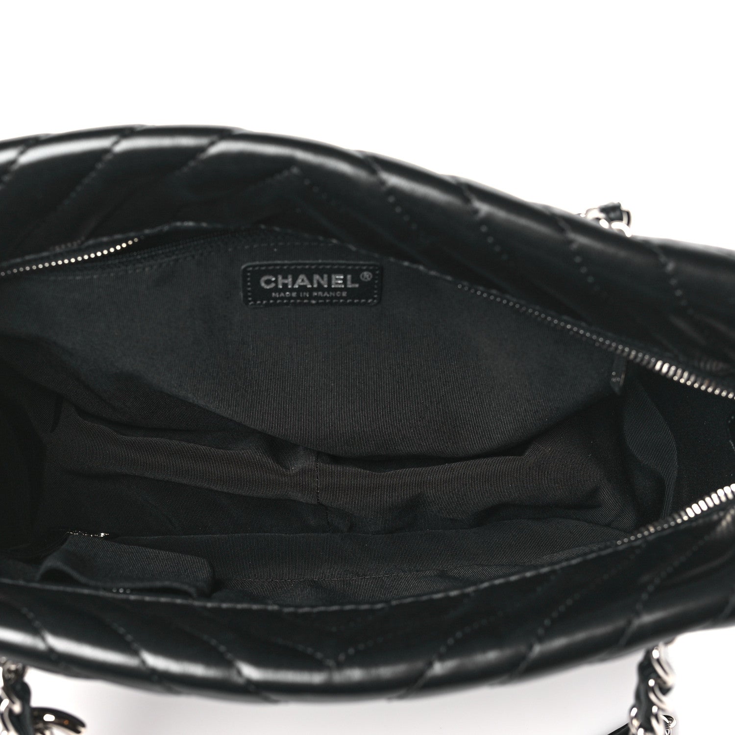 Chanel Lambskin Surpique Chevron Quilted Tote Black 5 of 11