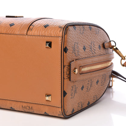 MCM Visetos Medium Boston Bag Cognac 10 of 11