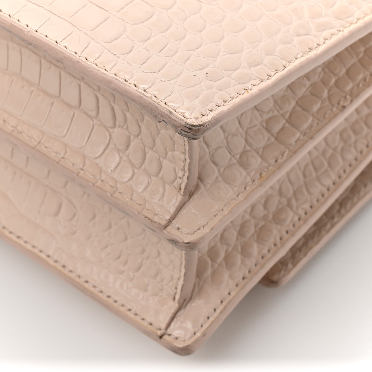 Calfskin Crocodile Embossed Medium Monogram Sunset Rose Antic