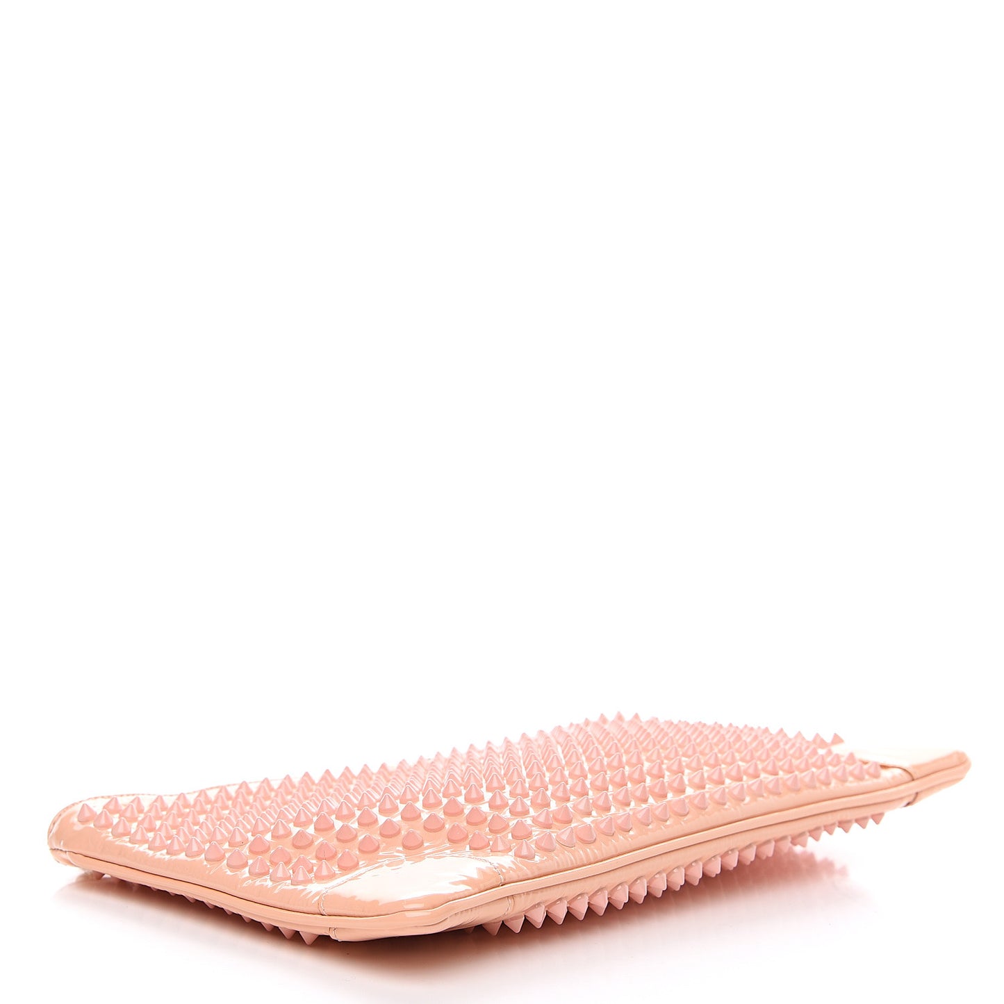 Patent Calfskin Studded Loubiposh Chain Clutch Light Pink