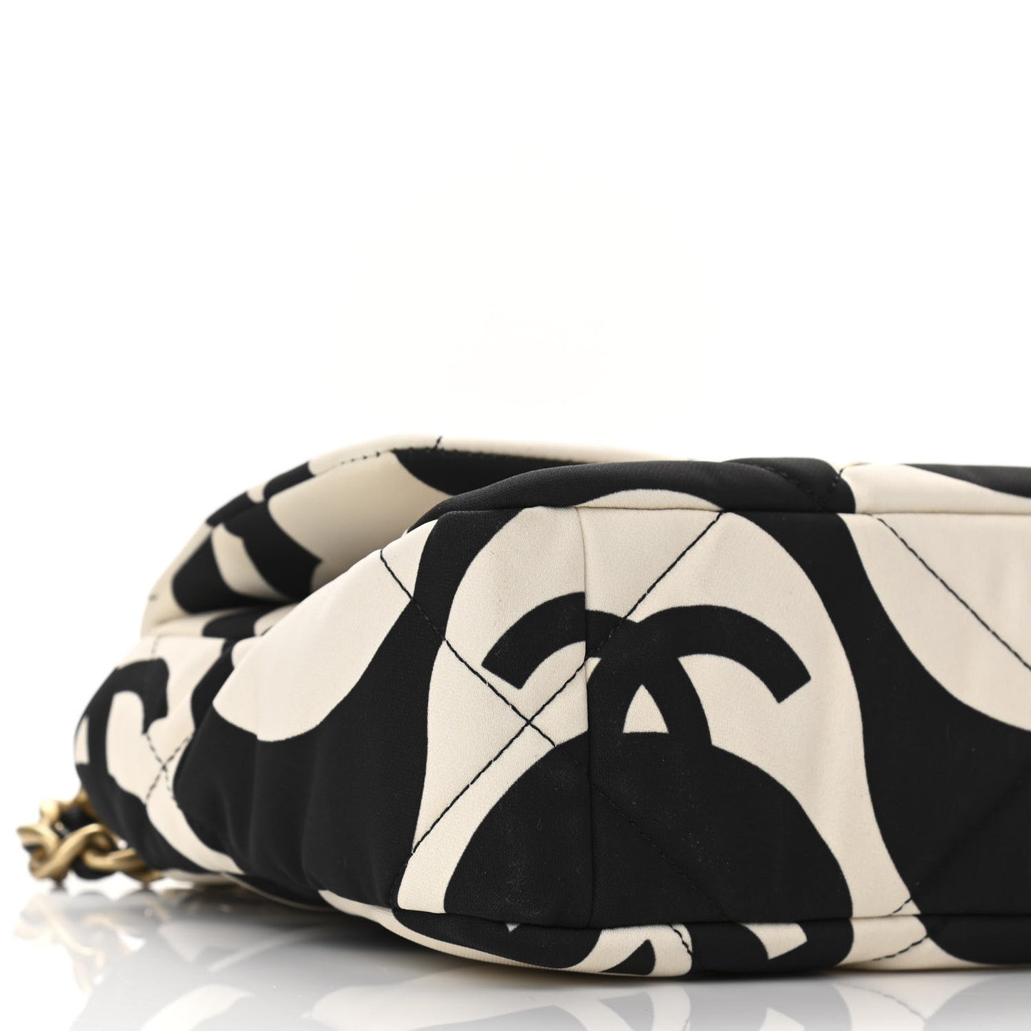 Fabric Printed Medium Chanel 19 Flap Black Ecru