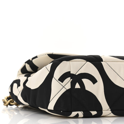 Chanel Fabric Printed Medium Chanel 19 Flap Black Ecru 9 of 10