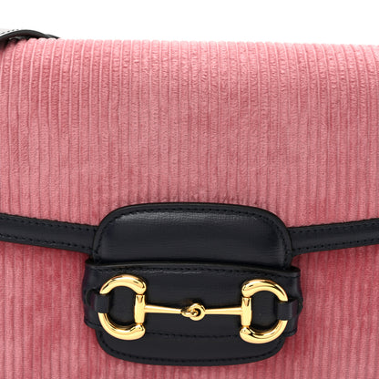 Gucci Lanzo Stretch Cord Azalea Calfskin Horsebit 1955 Shoulder Bag Lipstick Rose Blue 8 of 10