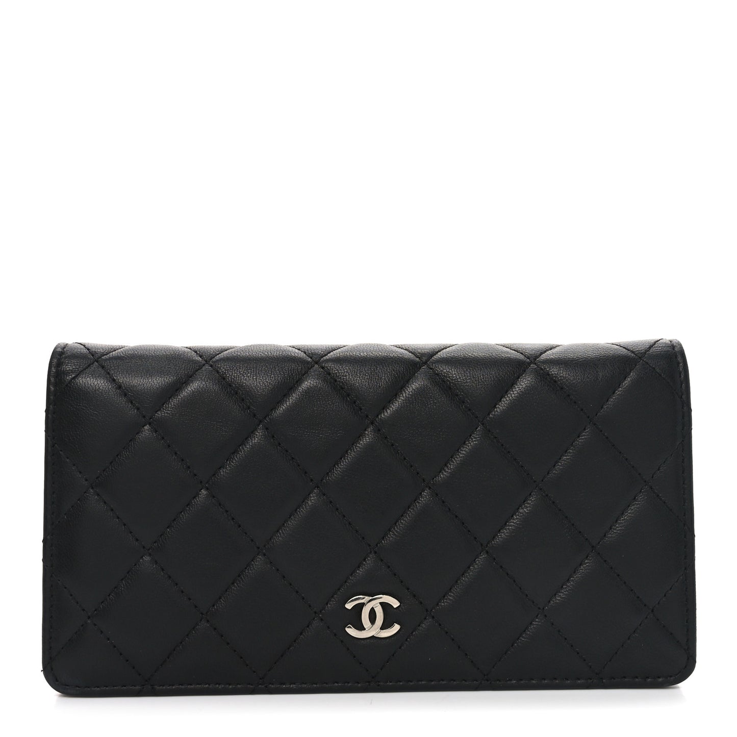 Lambskin Quilted Yen Wallet Black