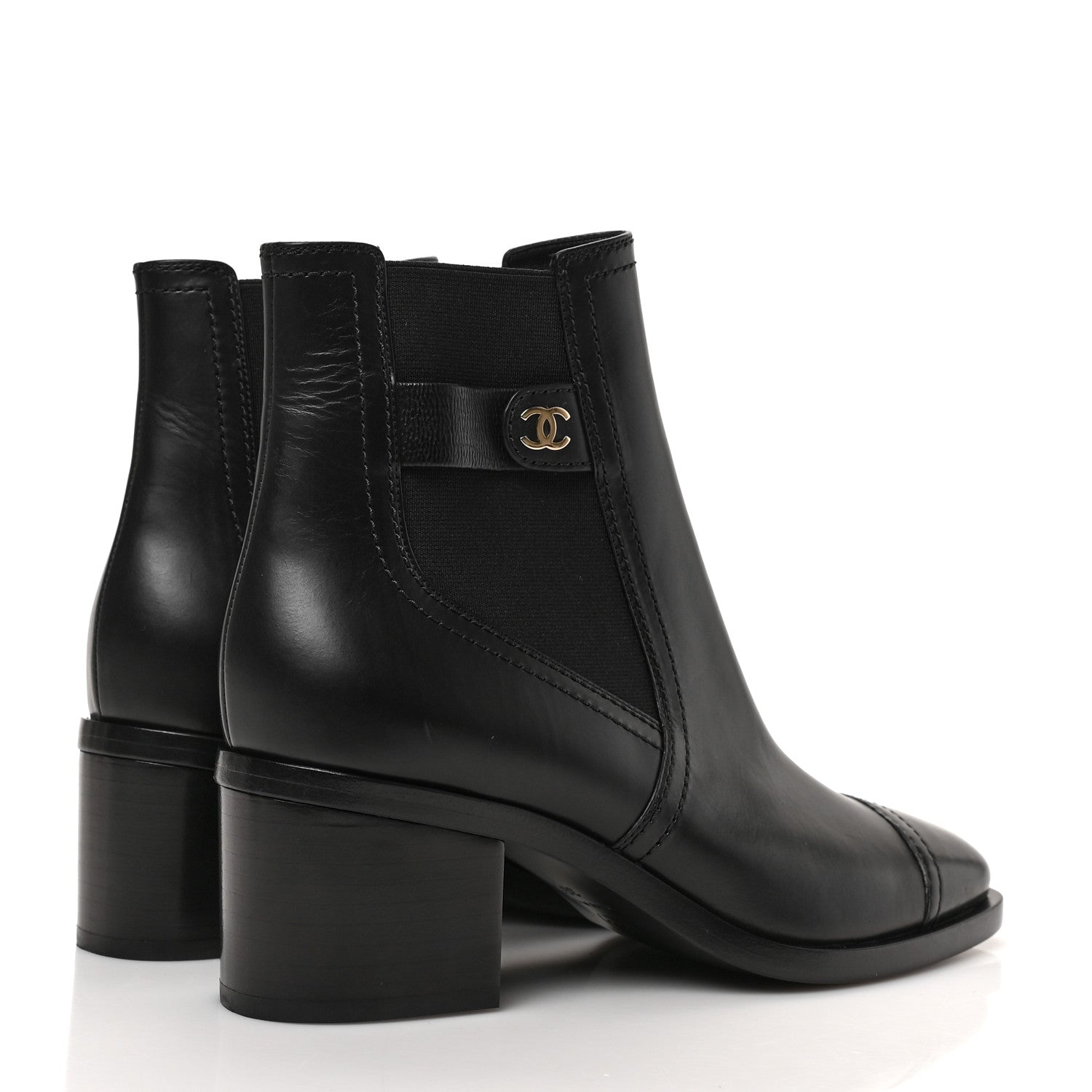 Chanel Calfskin Patent Cap Toe Short Boots 36.5 Black 4 of 8