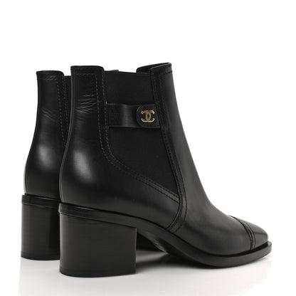 Chanel Calfskin Patent Cap Toe Short Boots 36.5 Black 4 of 8