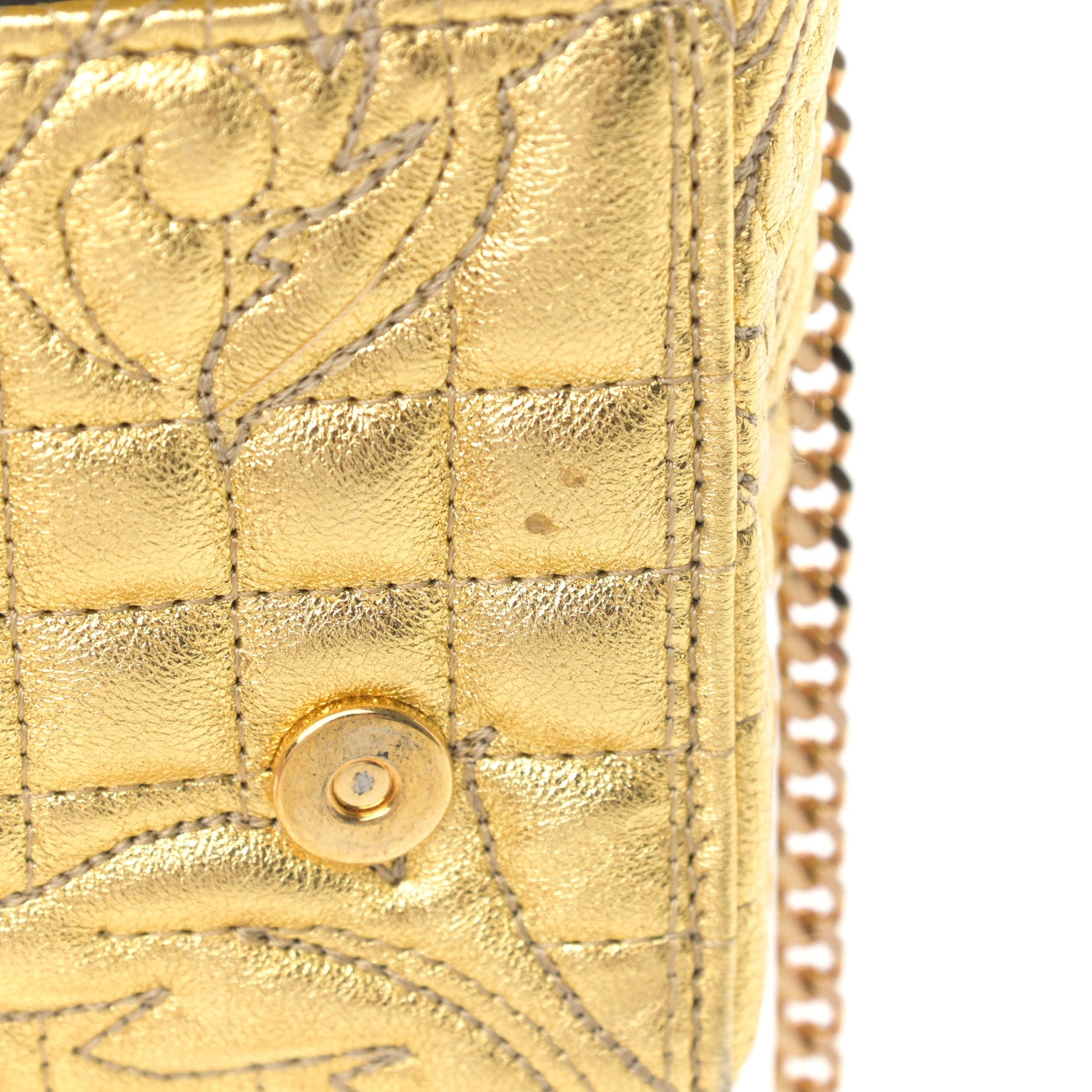 Versace Metallic Nappa Barocco Quilted Medusa Chain Crossbody Gold 21 of 22