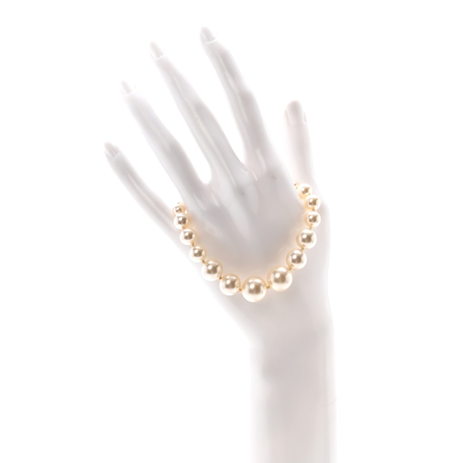 Chanel Graduated Pearl Crystal CC Bracelet Gold 2 of 5