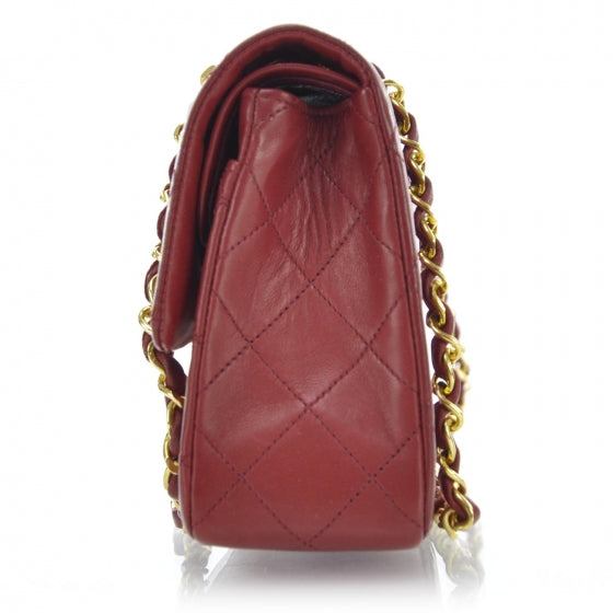 Lambskin Quilted Small Double Flap Red