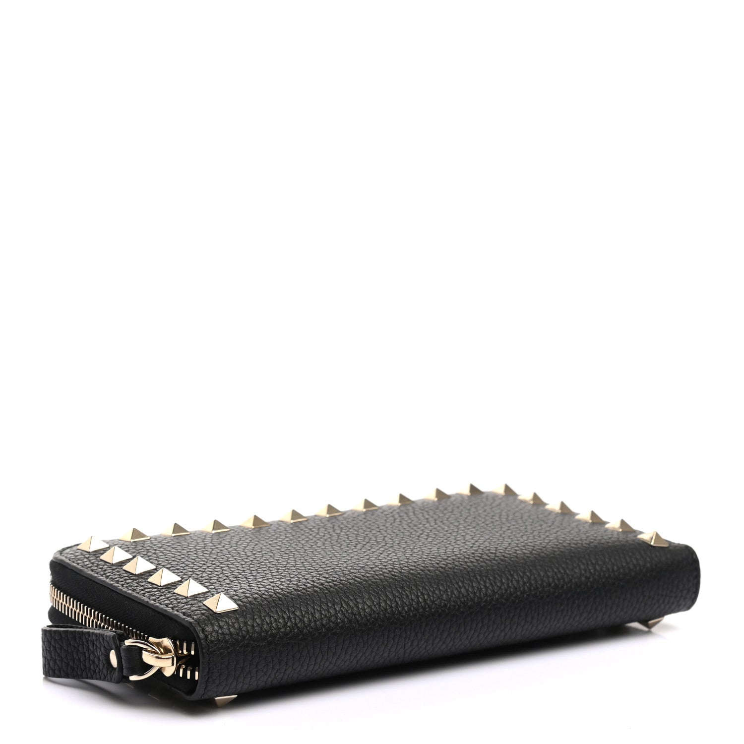 Valentino Garavani Pebbled Calfskin Rockstud Zip Around Wallet Black 4 of 6