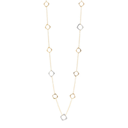 Roberto Coin 18K Yellow White Gold Diamond Square Station Toggle Necklace 1 of 5