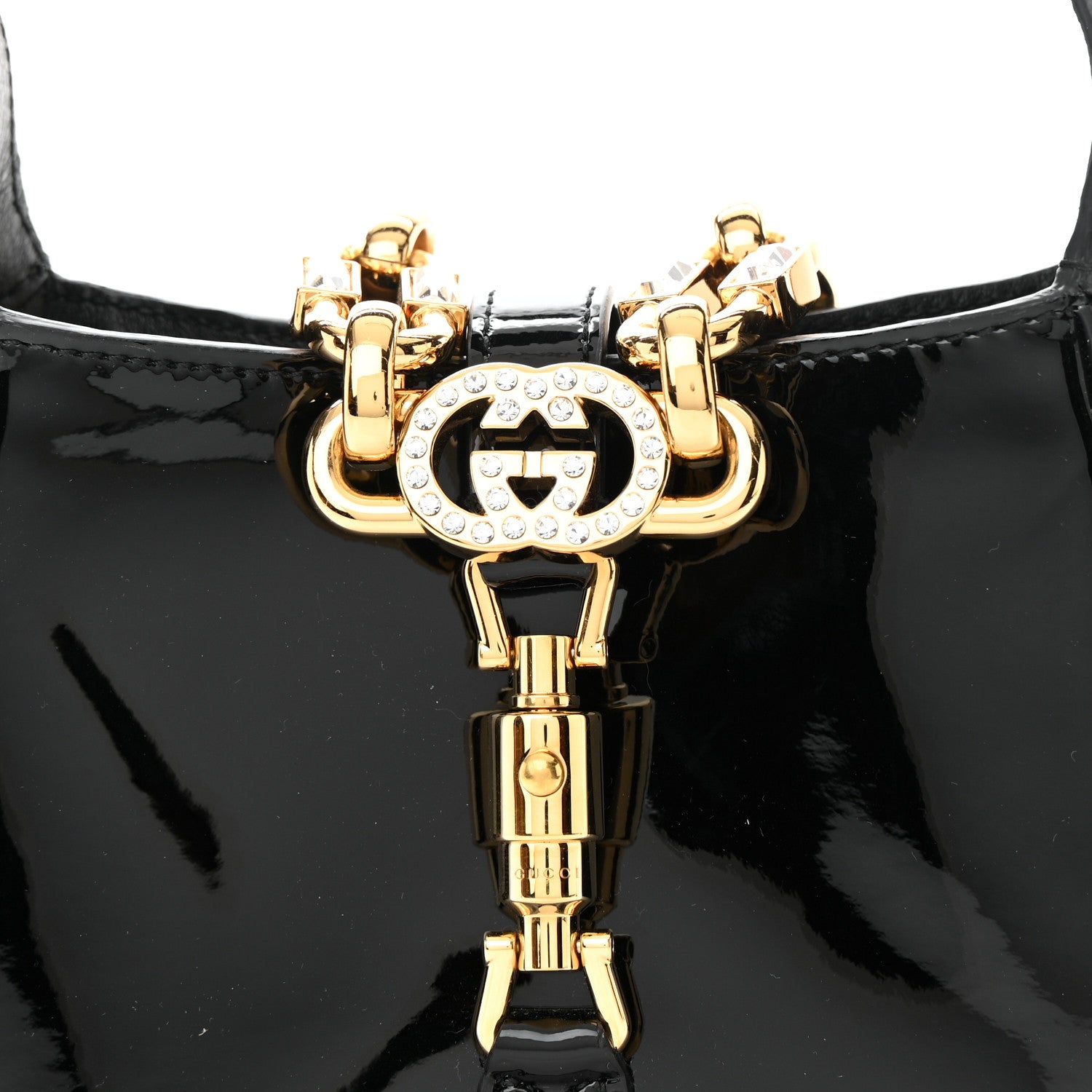 Gucci Patent Mini Jackie 1961 Crystal Hobo Black 9 of 12