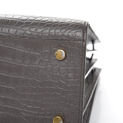 Saint Laurent Calfskin Crocodile Embossed Small Sac De Jour Earth 14 of 15