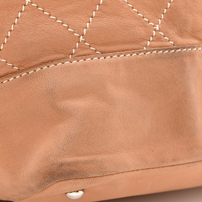 Chanel Lambskin Contrast Stitch Large Drawstring Tote Dark Beige 15 of 15