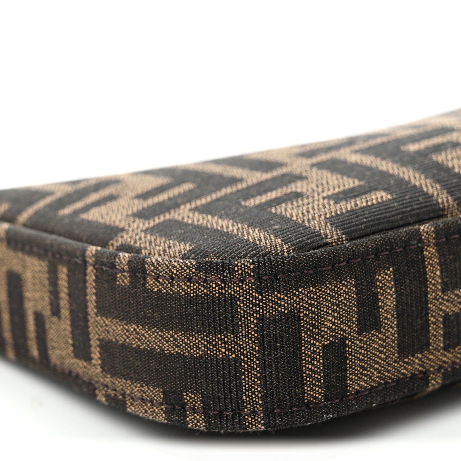 Fendi Fabric Jacquard Vitello Grace FF 1974 Baguette Pouch Tobacco Moro Sand 8 of 9