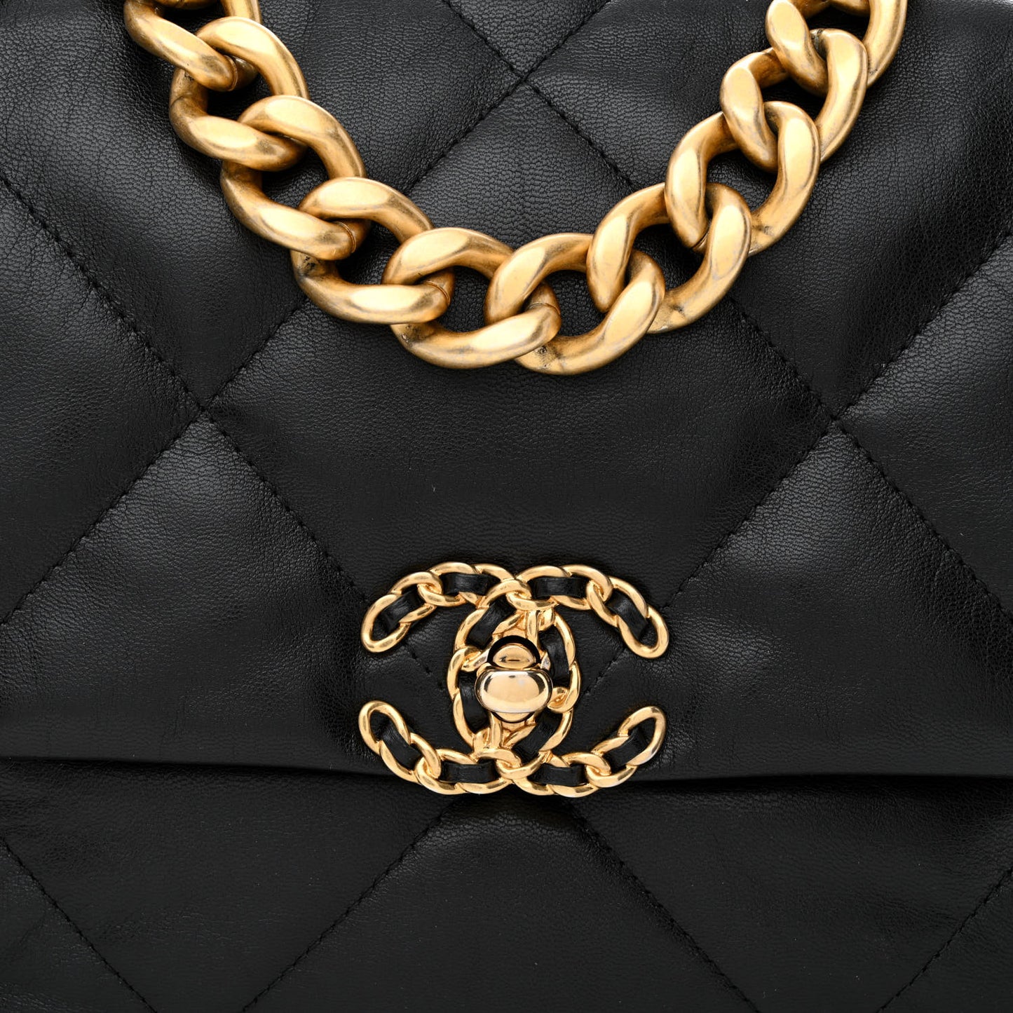 Lambskin Quilted Large Chanel 19 Flap Black