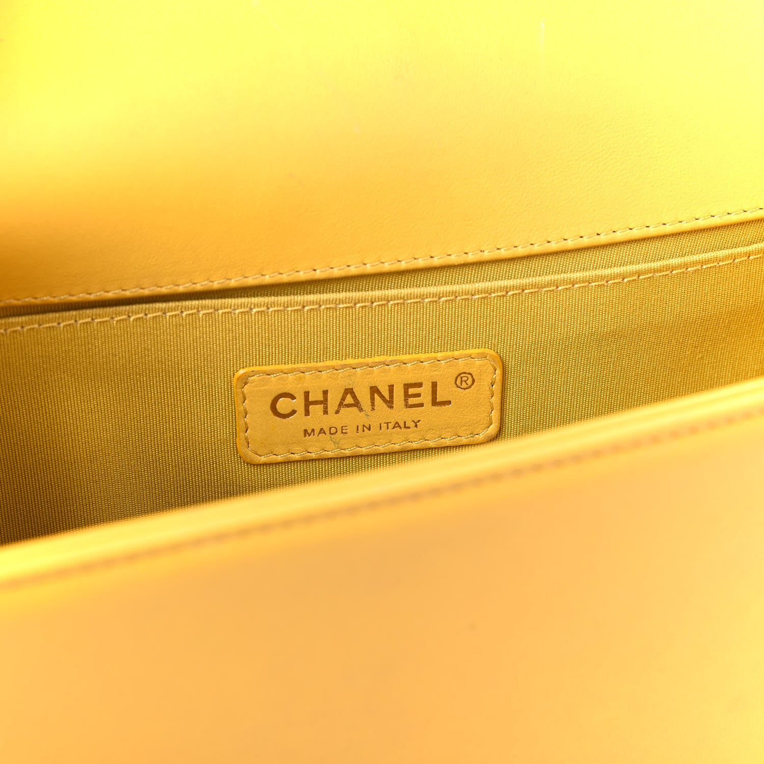 Chanel Calfskin Chevron Embroidered Medium Flap Yellow 9 of 11
