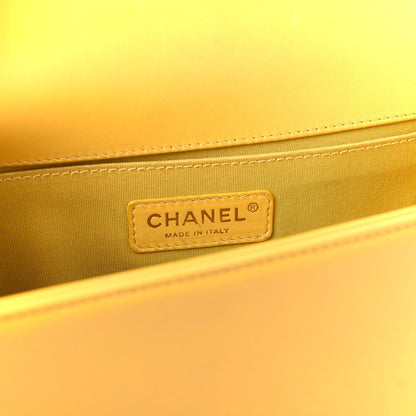 Chanel Calfskin Chevron Embroidered Medium Flap Yellow 9 of 11