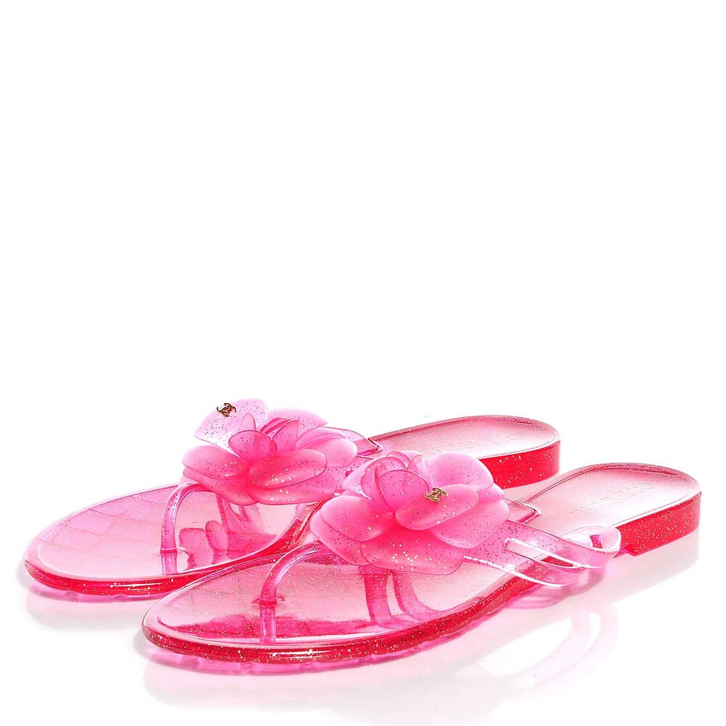 Jelly Camellia Glitter Thong Sandals Pink 38