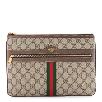 Gucci GG Supreme Monogram Large Ophidia Pouch Clutch Brown 1 of 7