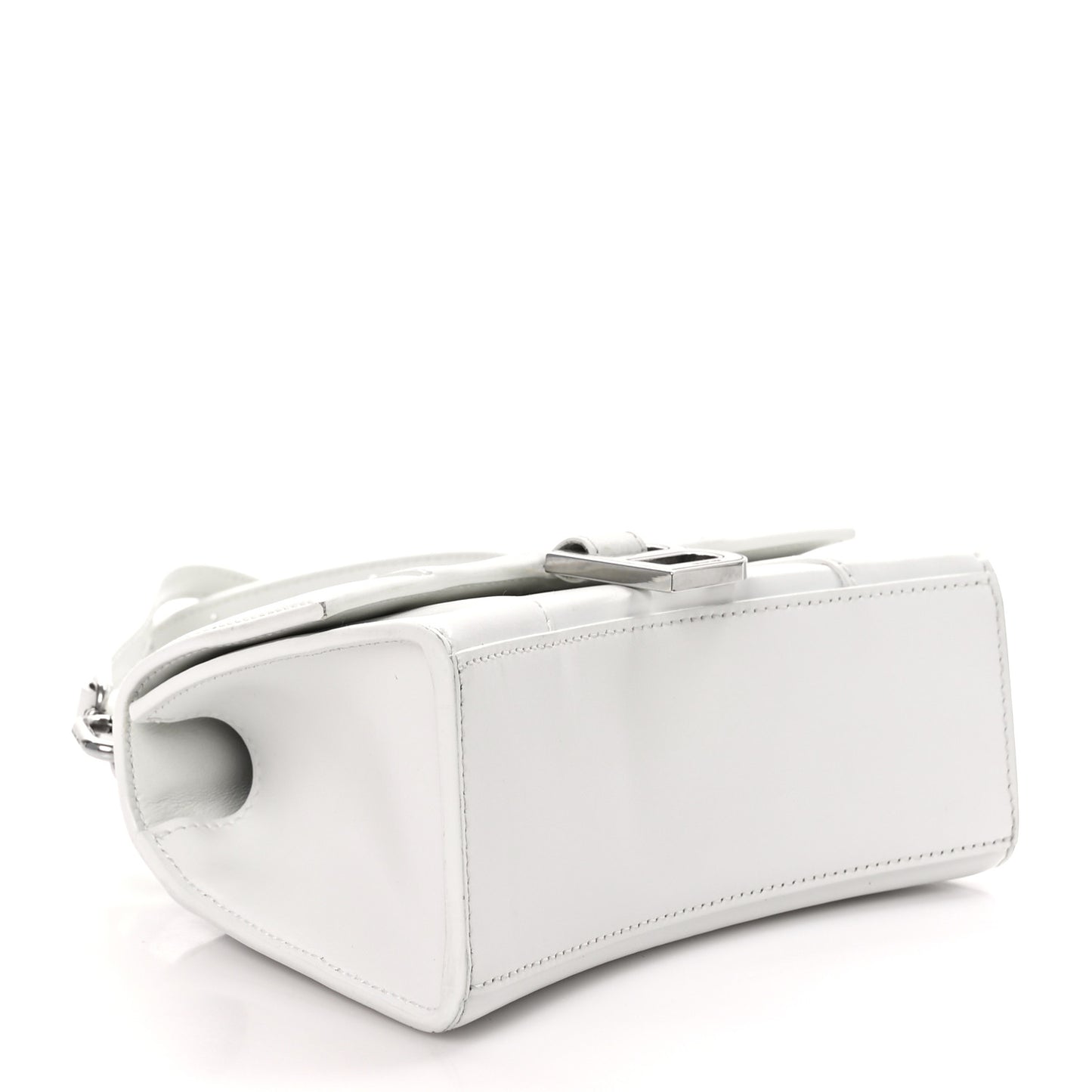 Box Calfskin Graffiti Logo Hourglass Top Handle Bag XS White Light Silver