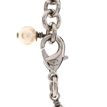 Chanel Graduated Pearl Crystal CC Long Necklace Silver 5 of 8