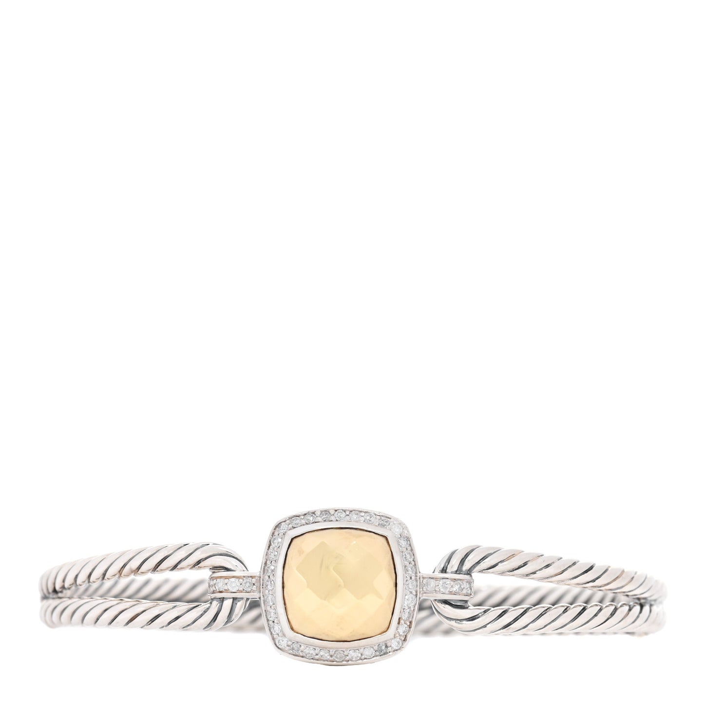 Sterling Silver 18K Yellow Gold Diamond Albion Cable Bracelet