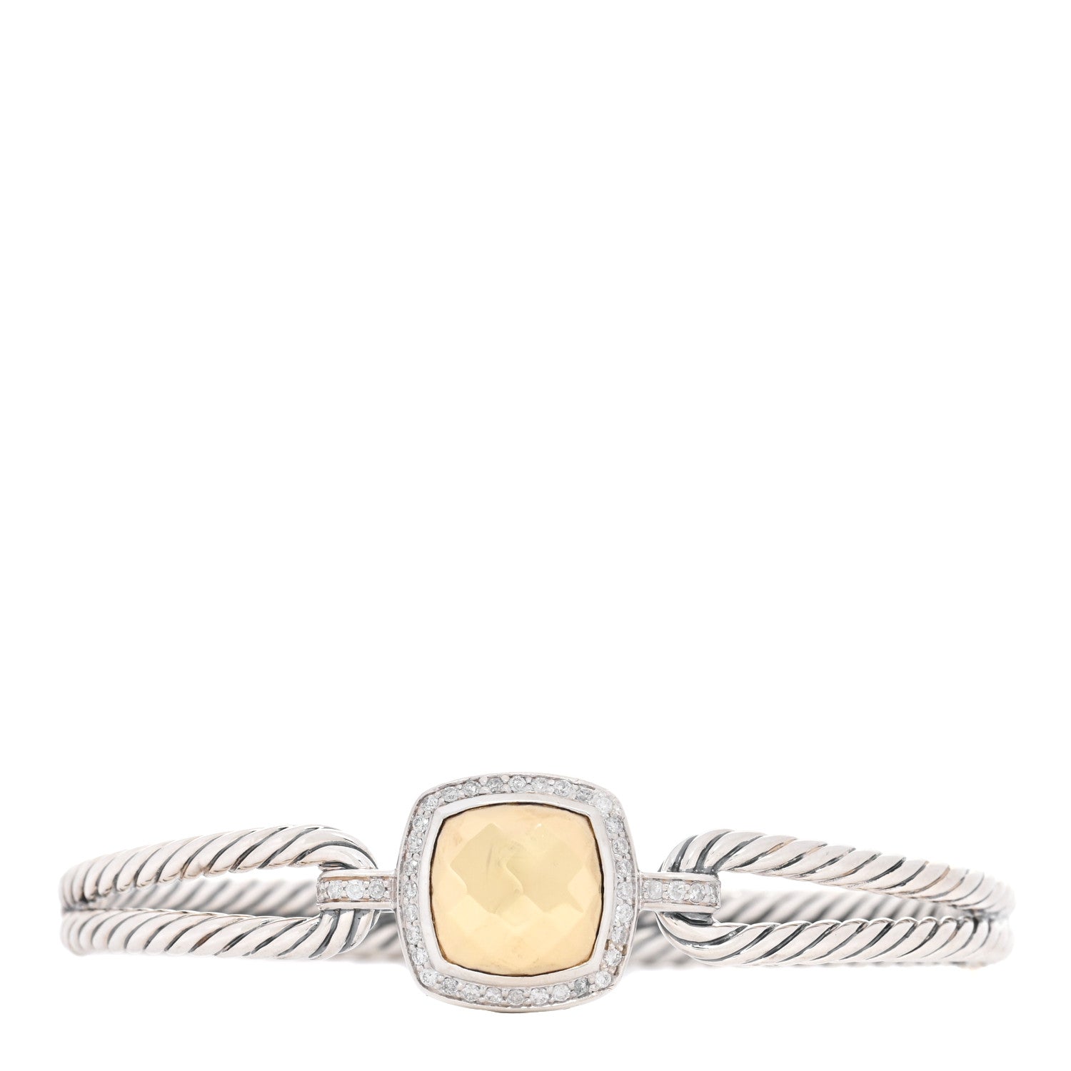 David Yurman Sterling Silver 18K Yellow Gold Diamond Albion Cable Bracelet 1 of 3