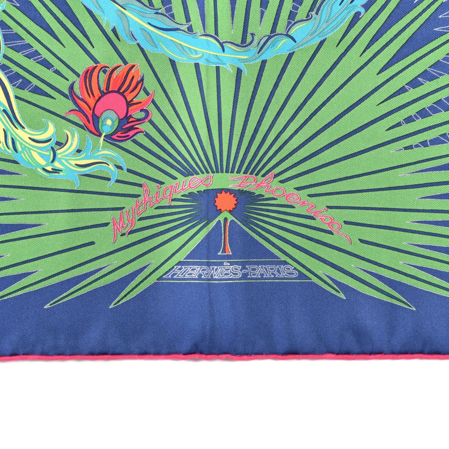 Silk Mythiques Phoenix Coloriage Scarf 90 Bleu Royal Rose White