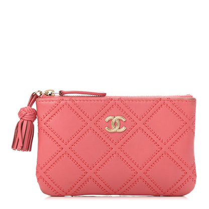 Chanel Lambskin Stitched Tassel Small Cosmetic Case Pink 1 of 5