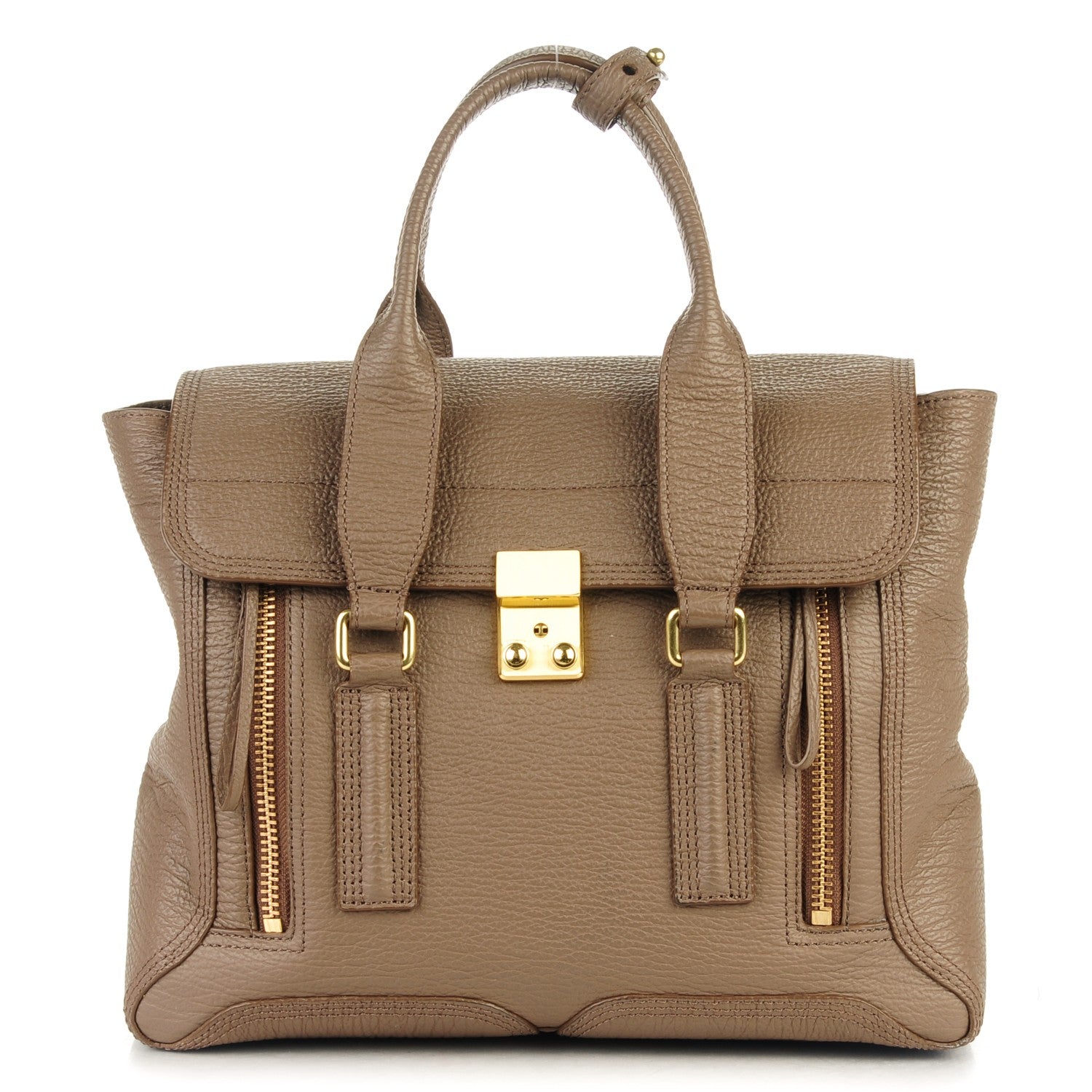 3.1 Phillip Lim 3.1 Textured Calfskin Medium Pashli Satchel Taupe 1 of 8