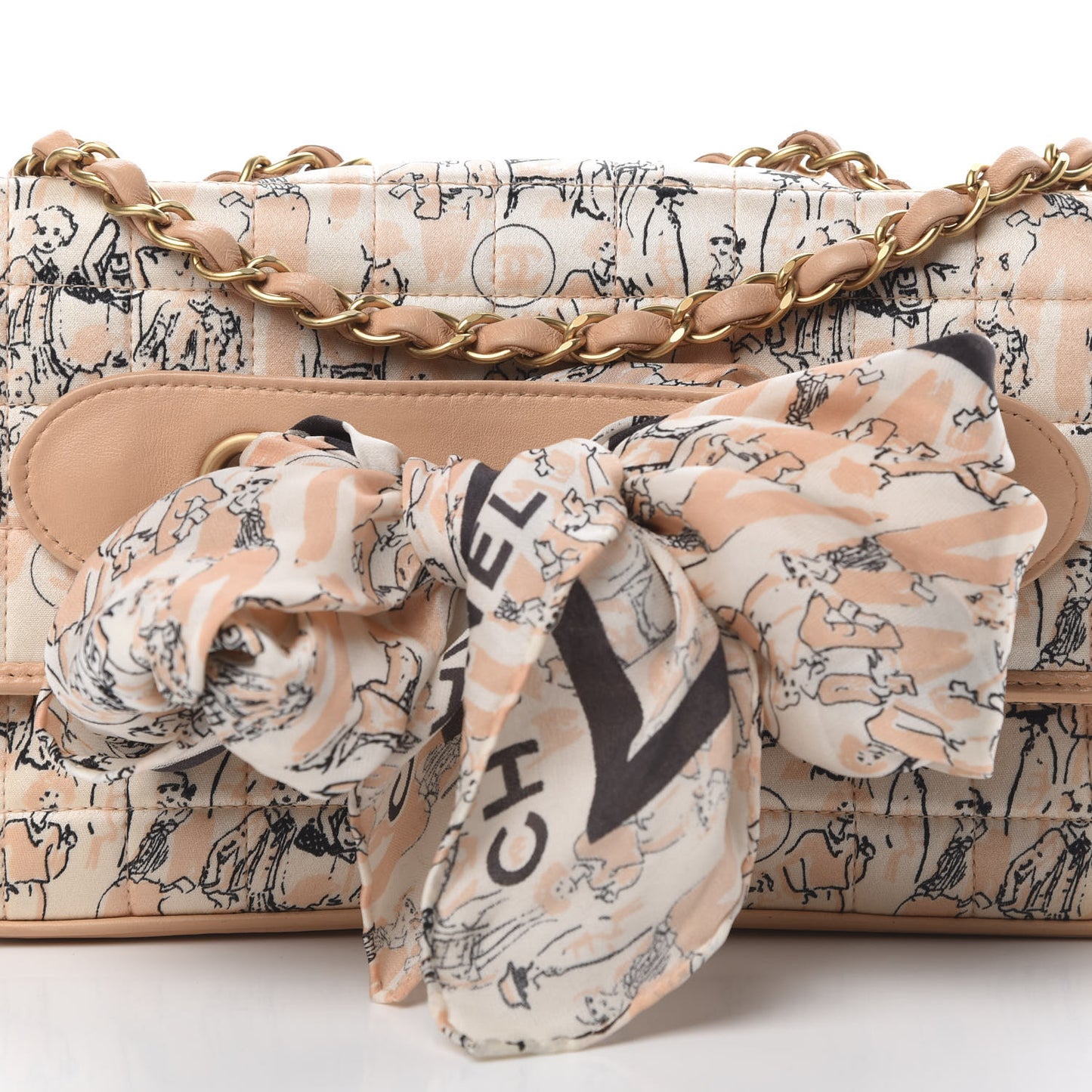 Silk Lambskin Coco Mademoiselle Scarf Flap Bag Beige