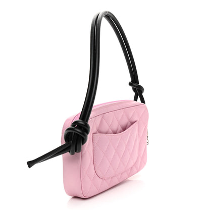Chanel Calfskin Quilted Cambon Pochette Pink Black 3 of 9