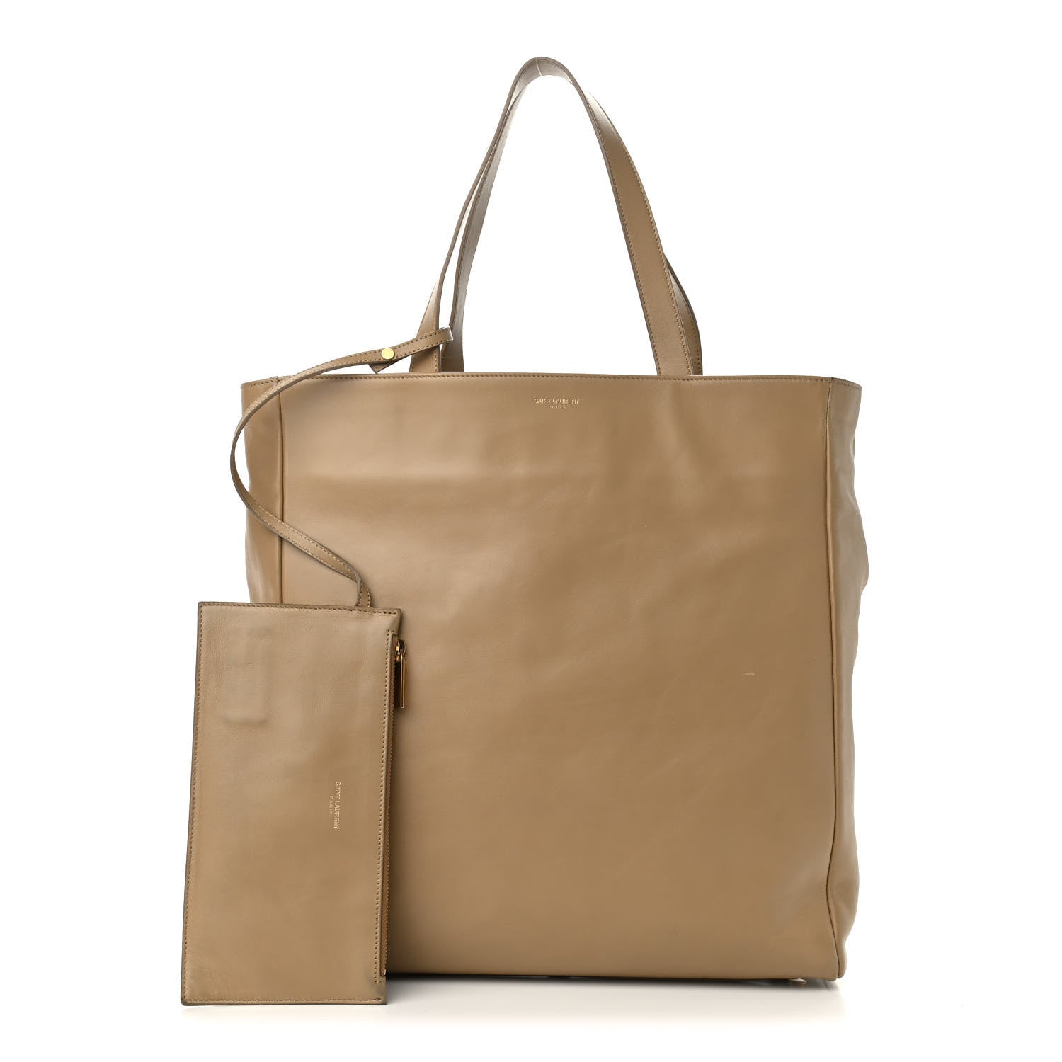 Saint Laurent Calfskin Suede North South Reversible Shopping Tote Beige Black 1 of 17